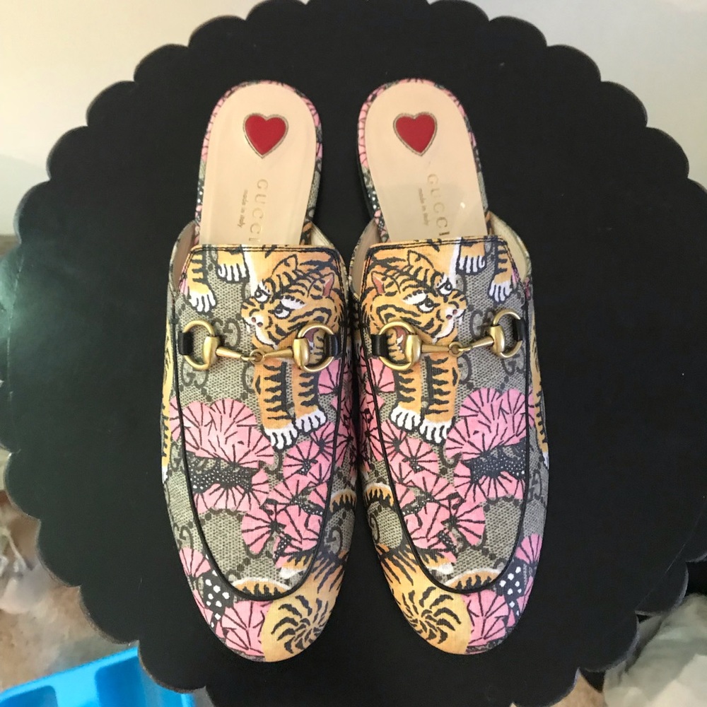 Gucci Princetown Tiger Flat Mule Loafers 37 - Picture 2 of 7